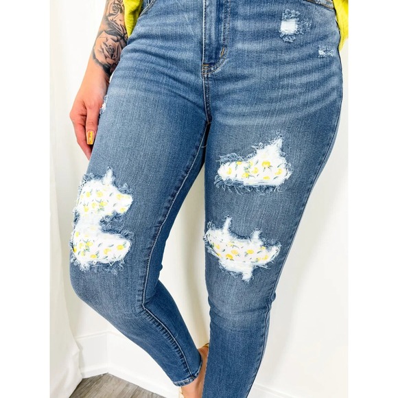 Judy Blue Denim - Judy Blue Skinny Lemon Patch Jeans high waisted SKINNY Size‎ 16W 16 W  NEW
